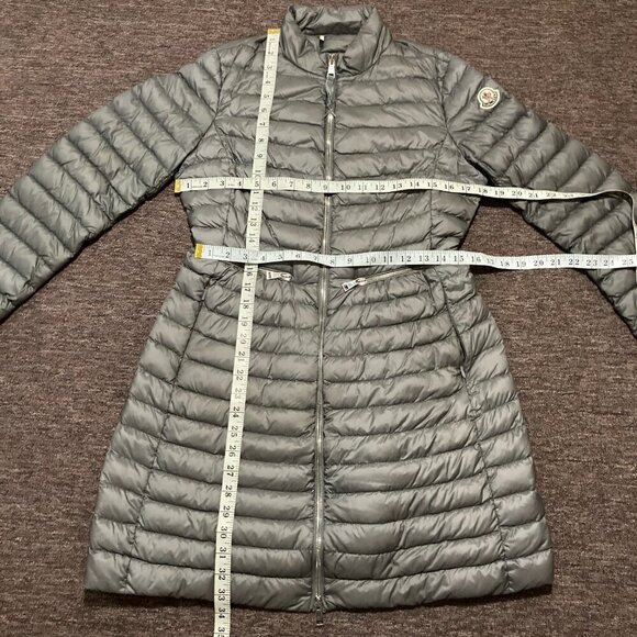 Moncler Women's Size 2 Agatelon Zipped Quilted Puffer Coat Silver Grey - Picture 13 of 16